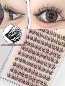 120pcs Self-Adhesive False Eyelashes, Natural Makeup Effect, Pre-Coated Glue, 10-12mm Length, DIY Eyelash Extension Kit With Tweezers, No Glue Needed, Suitable For Daily Use, Korean/Japanese Beauty Tools - C - View 6