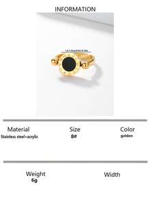 1 pieza Anillo minimalista y elegante de números romanos de doble cara - Amarillo Oro - Ver 9