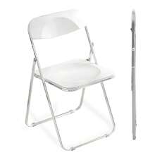 2-Piece/4-Piece/6-Piece Acrylic Folding Chair Sets, Stackable, Lightweight And Durable, Modern Armless Design, Suitable For Indoor/Outdoor Use, Perfect For Holiday Parties. - White - View 10