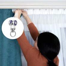 XISH Kichvoe 10 Piezas Accesorios para Cortinas Rodillos Portadores De Metal Polea De Riel De Cortina Rodillo De Rueda Deslizante Planeador De Pesado Vehículo De Transporte - como en la foto - Ver 2