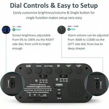 - Reloj despertador digital dual para recmara, fcil de instalar, 0 - atenuador, cargador, 5 sonidos de volumen ajustable, modo de da laboral/fin de semana, repeticin, 12/24 horas, - Led negro - azul - Ver 3