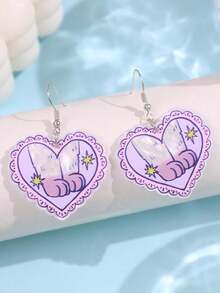 一对时尚创意独特可爱紫色猫爪吊坠耳环，适合日常佩戴、节日和派对场合。 - 彩色 - 查看 2