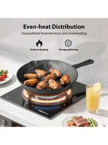 Senmeo Black 3-Piece Cast Iron Skillet Set | Non-Stick Frying Pans With Scraper - Indoor/Outdoor Cookware - Three-piece Set + Scraper - View 7