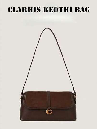 High-End Baguette Retro Niche Underarm Bag, New Fashion Small Square Crossbody Bag, Single Shoulder Solid Colour, Features Double Strong Magnetic Closure, Internal Zipper Flap Closure, Top Single Handle, Adjustable Shoulder Strap Design, Can Be Carried On The Shoulder Or By Hand, Interior Can Hold Lipstick, Keys, Cosmetics And Other Daily Items, Suitable For Girls For Commuting, Going Out, Shopping, Dating, And Daily Use On Any Occasion