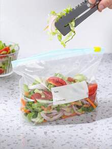 45个可重复使用的密封食品保鲜袋（20个大号+15个中号+10个小号），加厚冷冻袋，微波炉适用，蓝色，用于长期食品保鲜和整理，透明PE拉链袋，适用于厨房食品分类和零食储存 - 透明 - 查看 7