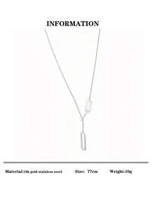 1 件不锈钢长款可调节流苏链吊坠项链，时尚男女通用配饰，适合女士日常佩戴、派对、防水珠宝礼物，适合情人节、妈妈、母亲、母亲节、礼物 - 銀色 - 查看 5