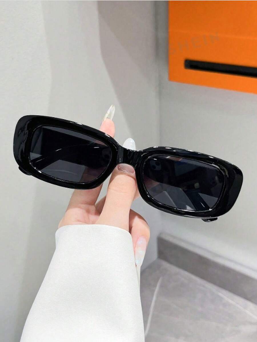 1 Pair Plastic Frame Square Fashion Glasses, Fashion Beach Shades - black gray - View 1