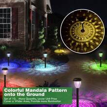 7 Colors Change 10PK Solar Pathway Lights Outdoor 600mAh Auto-On/Off 8 ...