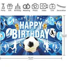 1pc Football Birthday Party Background Banner, Blue Football Happy Birthday Banner Large Sports Football Birthday Background Photo Booth Props Football Theme Birthday Party Decoration - Multicolor - View 7
