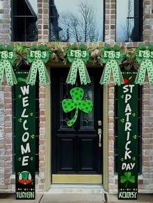 Lazo decorativo para corona de San Patricio, lazo decorativo para árbol de San Patricio, gran lazo de arpillera blanco y verde con brillo de trébol para manualidades del Día de San Patricio para decoración de la puerta principal y exterior, lazo de cinta de trébol irlandés verde para manualidades DIY, árbol de Navidad, decoración de fiestas, decoración de la puerta principal del Día de San Patricio - Multicolor - Ver 6