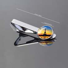 1pc Paris Eiffel Tower Glass Dome Landmark Patterns Tie Clip, Travel-Inspired Men's Tie Accessories Tie Clip - Silver - View 2