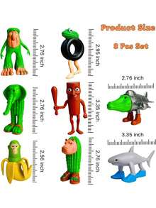 24件套意大利Brainrot可动人偶套装，包含Tralalero Tralala、Tung Tung Tung Sahur、Brainrot鲨鱼表情、猴子和其他主题动物人偶，礼品 - 彩色 - 查看 4