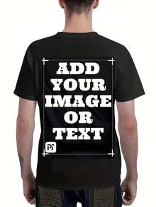 [Factory Special Offer] High-End Custom Men's Pure Cotton T-Shirt - Add Your Image/Text Print, Regular Fit Round Neck Short Sleeve, Selected Fabrics (Comfortable & Breathable), Durable Clear Print, Specially Designed For Business Workwear & Employee Uniforms To Project Professional Image, Versatile Casual Office Wear - 黑色背面 - 查看 1