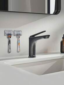 2pcs Shower Wall Mounted Razor Holder - Self-Adhesive Waterproof Hooks, Bathroom Razor Storage Hanging Rack, Manual Razor Holder With Dust Cover, Suitable For Storing Razor, Loofah, Towel And Toothbrush, For Home, Bathroom, School, Dorm And Restroom, Bathroom Accessories, Travel Essential