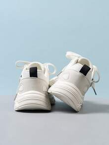 1 Pair Kids' New Anti-Slip Soft Bottom Breathable Comfortable Versatile Casual Sneakers, Suitable For School And Sports All Season - Beige - View 5