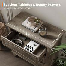 3 cajones, cajones de almacenamiento de madera con manijas metálicas exquisitas, pequeño gabinete de almacenamiento, moderno diseño para dormitorio, sala de estar, pasillo, entrada - Gris - Ver 7