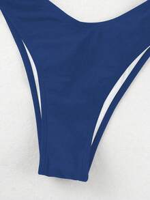 Bộ bikini mới về mùa Xuân/Hè, thanh lịch, thoải mái, gợi cảm với phối màu tương phản, thích hợp cho bãi biển, kỳ nghỉ, tiệc tùng, hẹn hò. - Xanh đậm - Xem 6