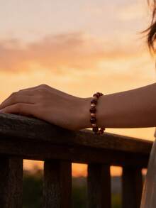 Vòng tay cân bằng mãn kinh bằng đá lựu 6mm và hạt đồng, trang sức đá quý tự nhiên phong cách Bohemian, món quà giúp giảm các cơn bốc hỏa và triệu chứng mãn kinh. - Lựu đỏ - Xem 5