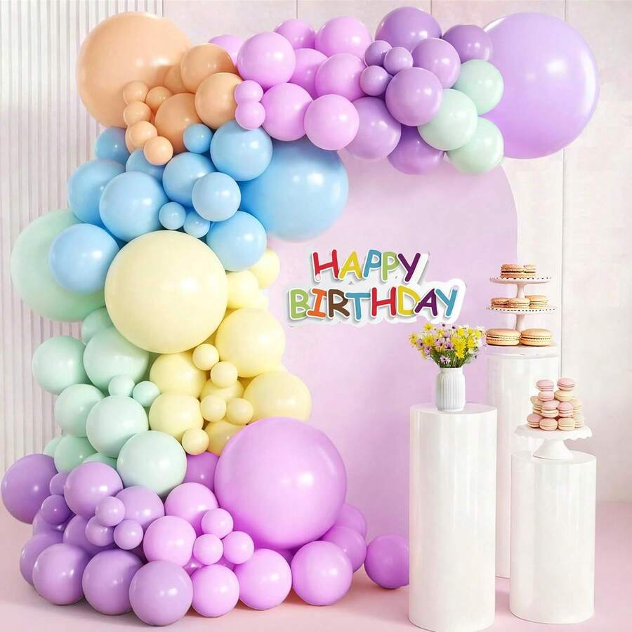 126Pcs Pastel Rainbow Balloons Arch Garland Kit, Macaron Balloon Arch Kit,18/10/5 Inch Pastel Spring Balloon Arch For Unicorn Theme Party,Easter Spring Birthday Party,Baby Shower,Wedding Decoration - Multicolor - View 1