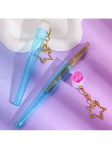 3pcs Rhinestone Decorated Star Shaped Cone Storage Tubes, Waterproof&Portable Tubes With Top Lids&Star Keychain, King Size(115mm) Colorful Cone Tubes, Moisture-Proof And Shatter-Proof Sealed Container, Suitable For Cigars And Other Items, For SmokersGift For Besties, Friends, Smokers - Màu xanh nhạt - Xem 2