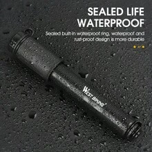 WEST BIKING 手动迷你自行车气筒 轮胎充气泵 美式/法式气嘴 球形针管 软管 山地车配件 便携式自行车气筒 - 黑色 - 查看 4