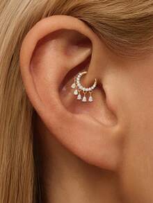 1Pc Colorful 925 Sterling Silver Earrings For Women Hiphop Bohemia Flat Back Stud Earring Ear Clip Helix Cartilage For Daily Wear Wedding Party Engagement Christmas Gifts Fine Jewelry - Gold - View 3