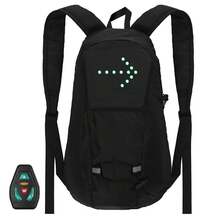 1 pieza Mochila para ciclismo LED de 15L, con 30 luces LED reflectantes, carga USB, diseñada para montar de noche, mochila impermeable y ligera con retroiluminación para ir al trabajo, adecuada para bicicleta, scooter eléctrico, ciclismo, viajes al aire libre, senderismo, correr, etc. Bolsa con señal de giro reflectante, mochila de alta visibilidad para ciclistas y viajeros masculinos y femeninos. - Negro - Ver 5