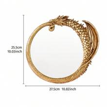 1件复古金色树脂西部龙圆形壁镜，房间装饰工艺品，温馨大气，适合日常房间装饰、节日派对、生日庆祝以及书房或玄关装饰。 - 金色 - 查看 13