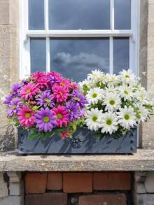 2/4束12.2英寸人造紫色雏菊花束 - 三层花瓣，2.79英寸逼真雏菊花，用途广泛，适用于家居、花园、露台、门廊、餐桌中心装饰、花瓶装饰、人造植物装饰，情人节礼物 - 彩色 - 查看 6