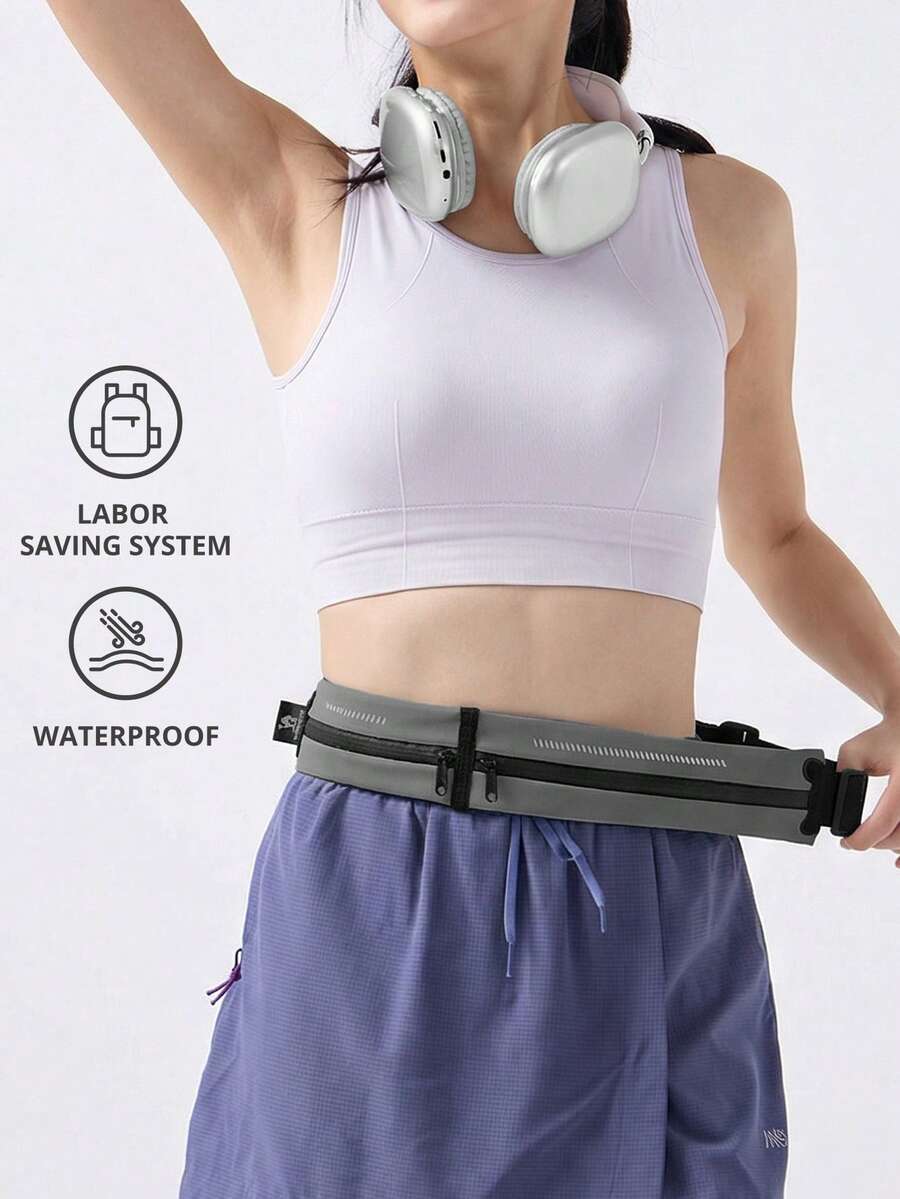 CAMEL CROWN Unisex Sports Waist Bag, Running Phone Pouch, Multi-Functional Ultra-Thin Invisible Belt - Grey - View 1