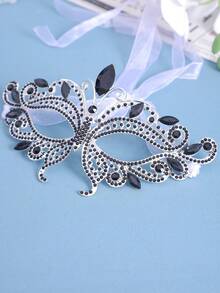 1pc Rhinestone Half Face Mask Women Masquerade Eye Mask Shiny Rhinestone Metal Mask For Party Prom Masquerade Ball Bridal Cosplay Events,Valentine's Day Costume - Multicolor - View 15