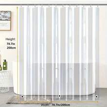 1片8毫米厚透明PEVA浴帘衬里，浴室隔断帘，12个塑料浴帘挂钩，防水，适用于浴室和阳台，多种尺寸可选