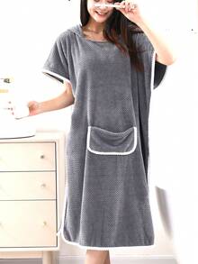 1pc Women's Sleeveless Bath Dress Robe Summer Wedding Home Bathroom Decor Back To School - Gray Pineapple - View 5