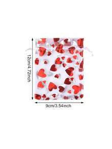 30个红色爱心透明欧根纱袋，情人节礼物袋，3.5*4.7英寸首饰袋，玫瑰花抽绳袋，婚礼回礼袋，情人节派对回礼袋，小型生日礼物袋，首饰袋，迷你抽绳袋，网状小袋，适用于婚礼派对回礼、母亲节礼物、新娘送礼会、情人节礼物包装，完美的派对用品 - 紅色 - 查看 10