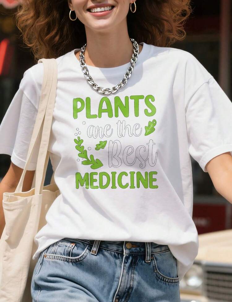 Plants-Are-The-Best-Medicine-T-Shirt - ブラック - 見る 1