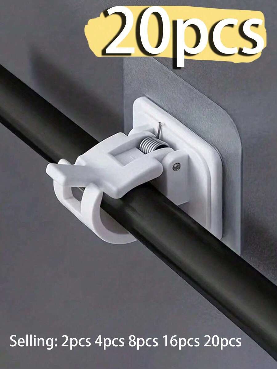 8/4/2pcs Self-Adhesive Curtain Rod Brackets, Curtain Rod Hooks, Adjustable Curtain Rod Hooks, Bathroom Curtain Rods, Wall-Mounted Hooks, Heavy Duty Kitchen And Bathroom Door Adhesive Hooks, Suitable For Home, Living Room, Bedroom, Kitchen, Bathroom, Hotel Curtain Hooks