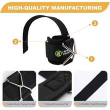 J Bryant Fitness - Correas de muñeca para levantamiento de pesas y máquinas de cables, puños acolchados de primera calidad con hebilla triangular resistente, ideal para entrenamiento de brazos - Negro - - Ver 3