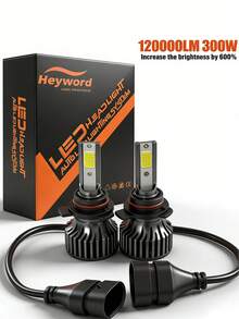 Heyword 2pcs LED Headlights, Compatible With H1, H4, H7, H11, 9005/HB3, 9006/HB4 Models, 30,000 Lumens Brightness, 300W Power, Can Be Used As Fog Lights. High And Low Beam Are Both White Bulbs, 6000K CSP Chip. Plug And Play, Easy Installation. - White - View 12