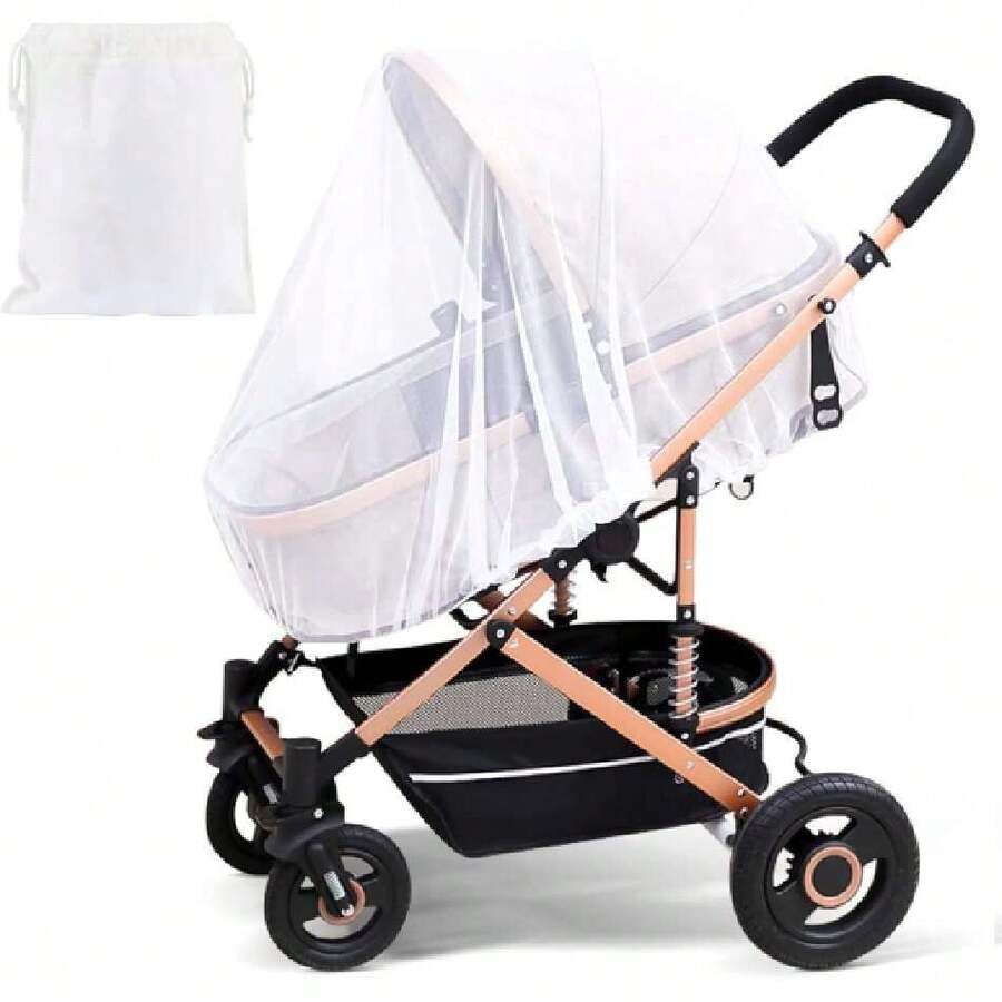 Mosquitera para Cochecito Bebé y Cunas con Ribete Elástico Fácil Instalación Resistente a Desgarros y Lavable (Blanco), con una Bolsa de Almacenamiento Apto para Portabebés, Cunas,36744117 - Multicolor - Ver 1