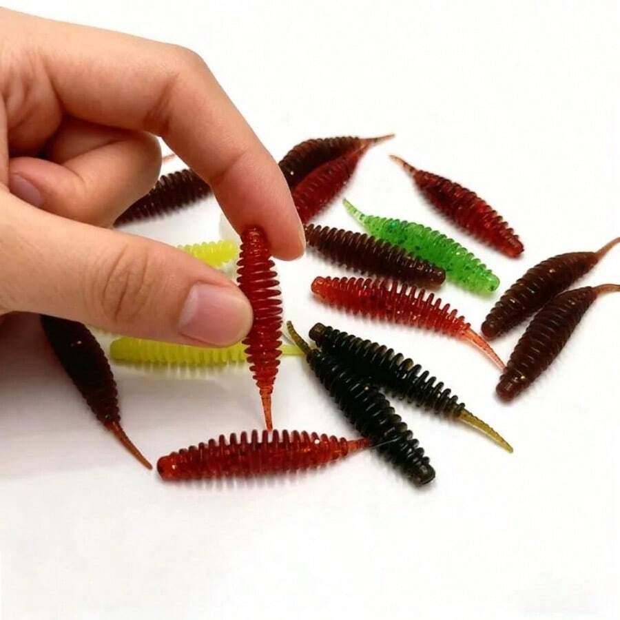 Luminous Mini Root Fishing Lures Set Swimbait TPE Soft Bait 35mm 0.24g Needle Tail Micro Worm Stream Bionics Tadpole Baits