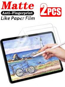 2片装哑光纸质感薄膜，防指纹、防水、防眩光、防爆、防刮擦、防摔，适用于办公/绘画书写，易于安装，保护眼睛，保护平板电脑，软膜。 - 霧面 - 查看 44