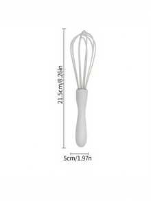 Handheld Silicone Whisk, Kitchen Tool, Soft Handle Stainless Steel Wire, Non-Scratch Cookware, Mixer, Egg Beater, Butter & Flour Whisk, White