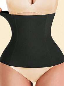 1pc Black Seamless Waist Trainer Belt, Anti-Roll Design, Light Compression, Effective Abdomen Shaping, Waist Cincher, Fitness Accessory - Multicolor - View 16
