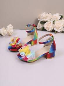 Giày sandal hoa cầu vồng mùa hè lấp lánh cho bé gái, giày công chúa thời trang, gót dày chống trơn trượt, thoải mái và đa năng, khuyến mãi giày trẻ em - Nhiều màu - Xem 6