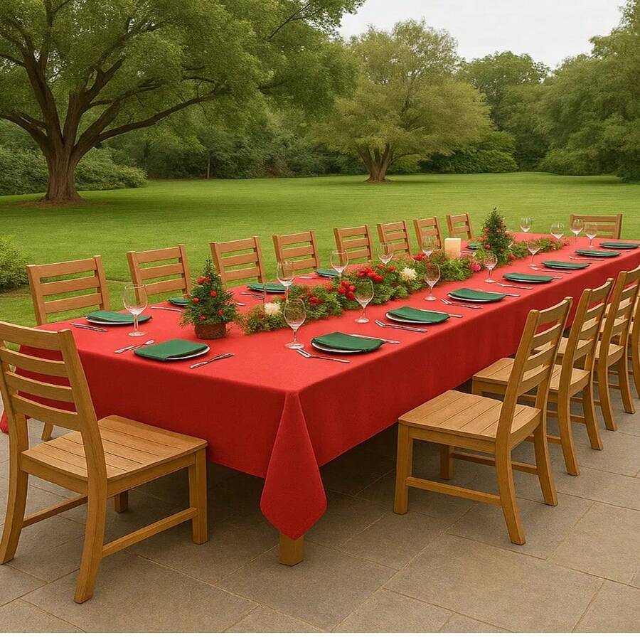 Oxford Slub Tablecloth, 5 Meters, Plain, For Events And Decoration - 紅色 - 查看 1