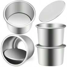 Cabilock 20 Piezas Mini Molde Redondo para Pastel de Aluminio, 2 Pulgadas Molde para Hornear Antiadherente Fondo Extraíble, para Pasteles de Gasa, Brownies, Tartas, Quiches(default) - Multicolor - Ver 2