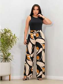 Duna Fabric Wide-Leg Pants - paleta terrosa - Ver 1
