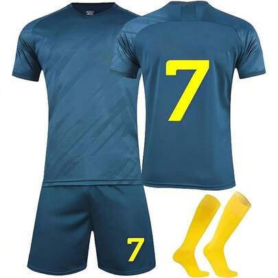 3 Piece Camiseta de Ftbol para Nios, Conjunto de Ropa Deportiva de Ftbol para Jvenes, Camiseta de Regalo para Aficionados