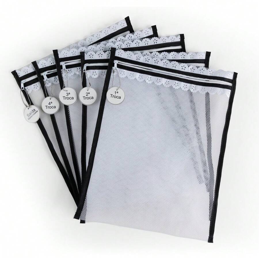 Set Of 5 Baby Clothes Organizer Bags For 1st To 4th Changes + Going-Home Outfit - Black - View 1
