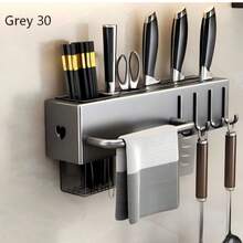 Wall Mounted Kitchen Utensil Rack, No Drill Metal & Plastic Hanging Hooks Storage Organizer, Multi-Function Suspended Kitchen Cookware & Tableware Rack, Space Saving Tool Holder, Autumn/Winter Kitchen Organizer - Multicolor - View 6